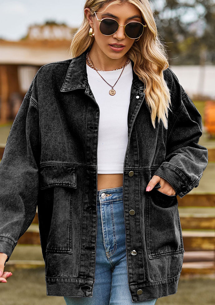 Retro Washed Button Up Denim Jacket