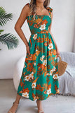 Tropical Floral Smocked Maxi Dress Green - Dresses from Cindelily