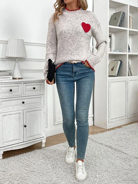 Valentine's Day Heart Pattern Turtleneck Sweater