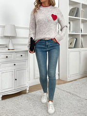 Valentine's Day Heart Pattern Turtleneck Sweater
