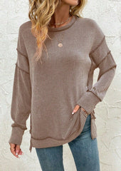 Stripe Side Split Long Sleeve Tunic
