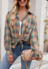 Vintage Plaid Button Up Shirt with Pocket