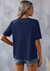 Embroidery Lace Inset V Neck T-shirt
