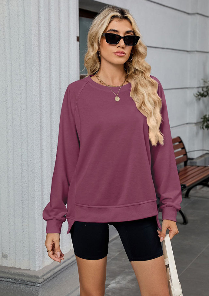 Ribbed Crew Neck Long Sleeve Oversize Sweatshirt