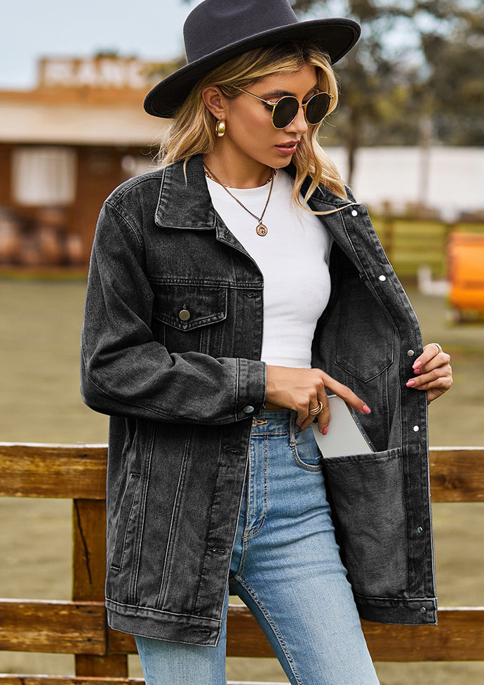 Vintage Classical Denim Jacket with Pockets