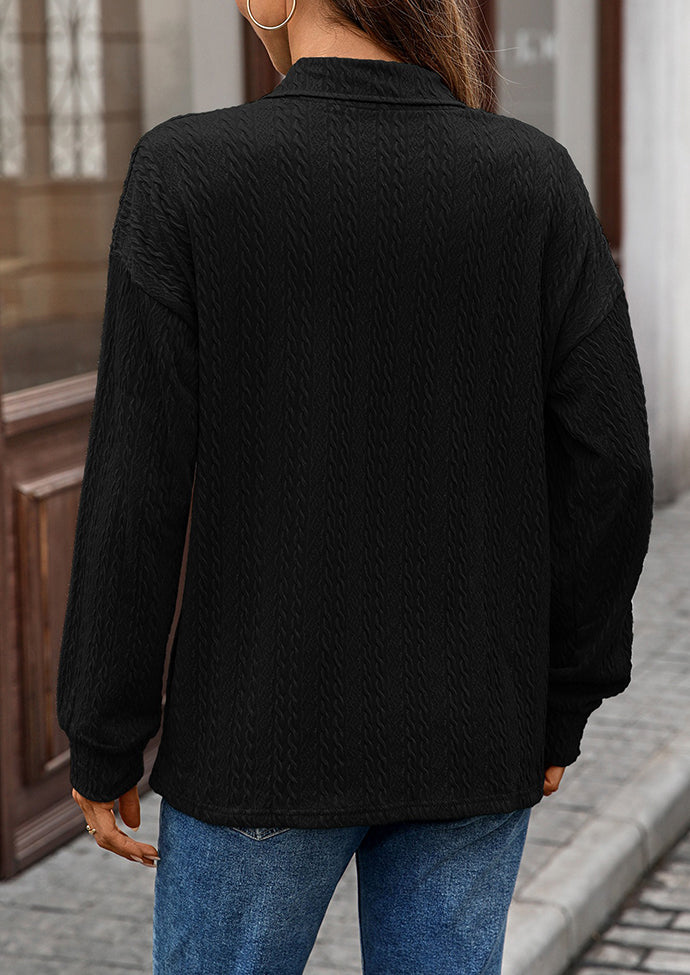 Textured V Neck Long Sleeve Tunic