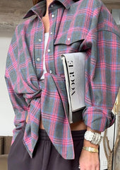 Retro Plaid Pocket Detail Button Up Shirt