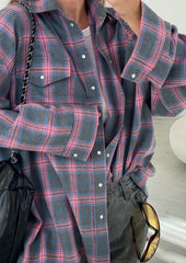 Retro Plaid Pocket Detail Button Up Shirt
