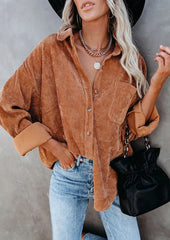 Corduroy Oversize Button Up Casual Shirt