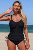 Black Twist-Front Tankini Set - Swimwear from Cindelily