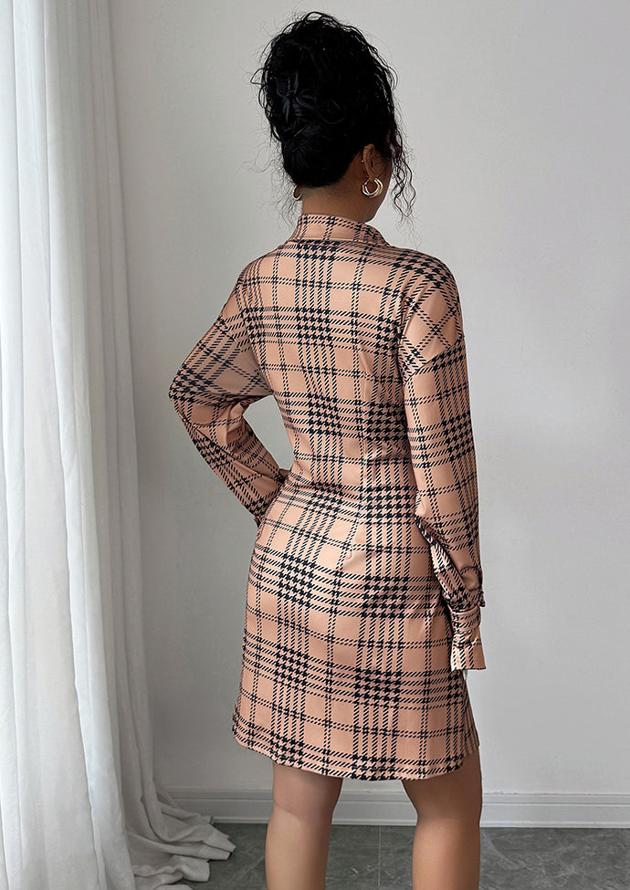 Plaid Slim Fit Button Up Shirt Dress