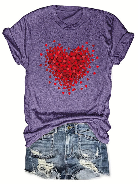 Heart Patterned Short Sleeve T-shirt