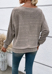 Knitted Crew Neck Bat Sleeves Casual Top