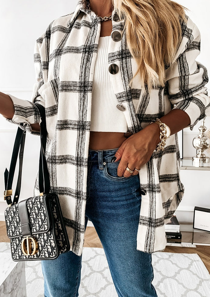 Plaid Brushed Button Up Casual Shirt