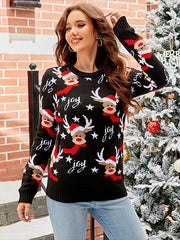 Christmas Reindeer Jacquard Crew Neck Sweater