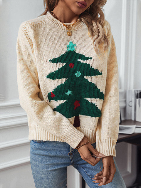 Jacquard Christmas Tree Knitted Sweater