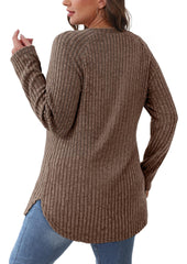 Crew Neck Textured Round Hem Casual Tunic
