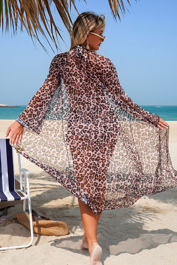 Leopard Print Halter 3-Piece Swim Set - Swimwear from Cindelily