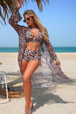 Leopard Print Halter 3-Piece Swim Set Nude - Swimwear from Cindelily