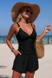 Ruched Tankini Top & Shorts with Pockets - Swimwear from Cindelily