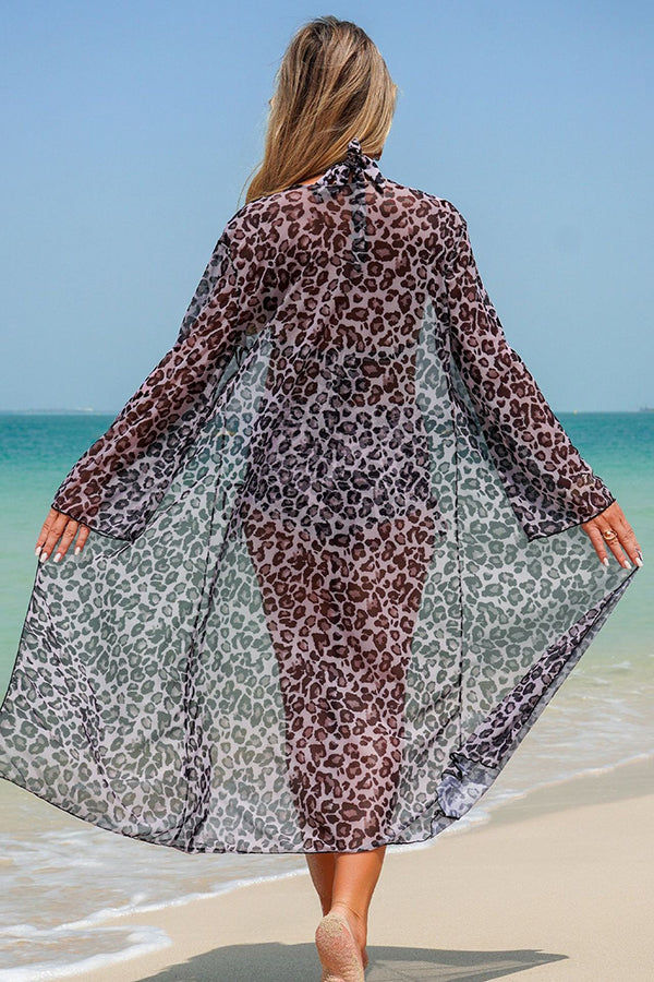 Leopard Print Halter 3-Piece Swim Set - Swimwear from Cindelily