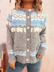 Retro Geometry Jacquard Knitted Cardigan