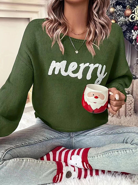 Merry Jacquard Crew Neck Knitted Sweater