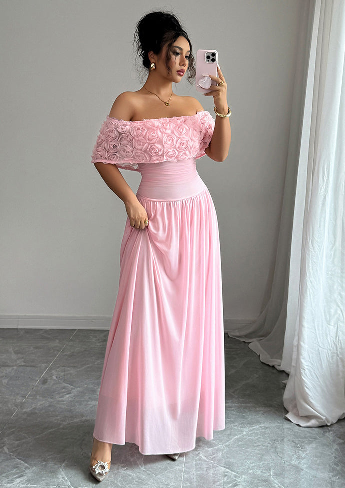 Rose Detail Off The Shoulder Maxi Dress