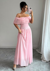 Rose Detail Off The Shoulder Maxi Dress