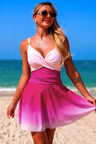 Ombre Wrap Top & Flared Skirt Two-Piece Set Pink - Swimwear from Cindelily
