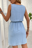 Eyelet Embroidery Sleeveless Mini Dress - Dresses from Cindelily