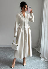 Button Up Pleated OL Style Maxi Dress