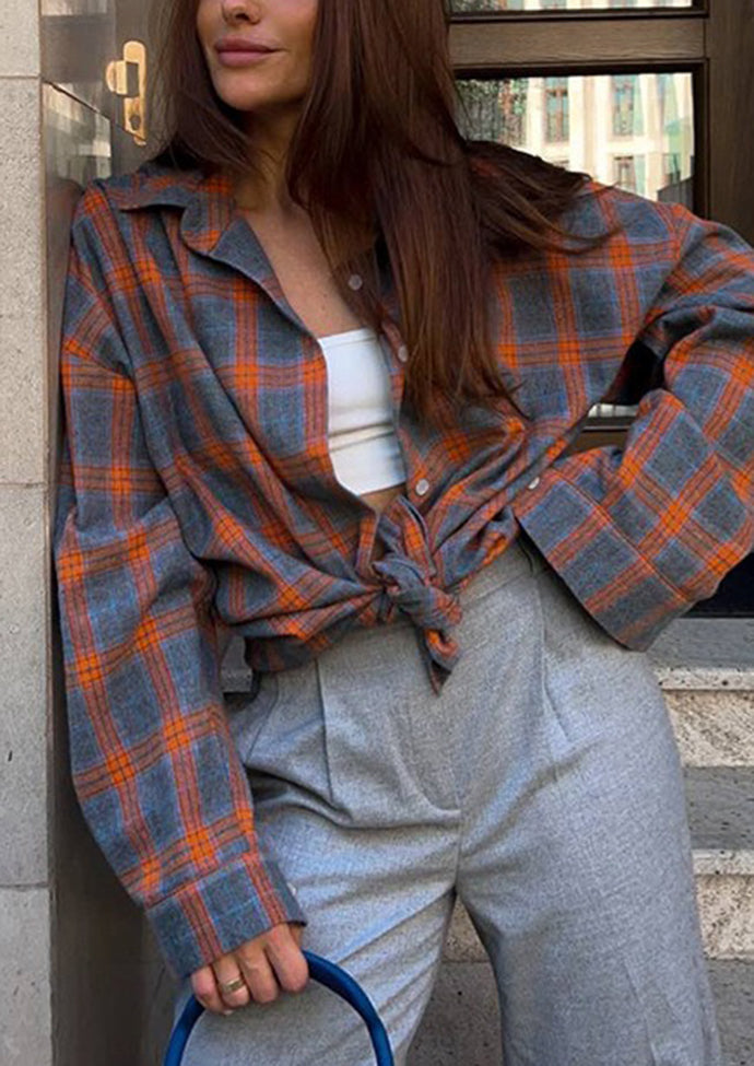 Retro Plaid Pocket Detail Button Up Shirt