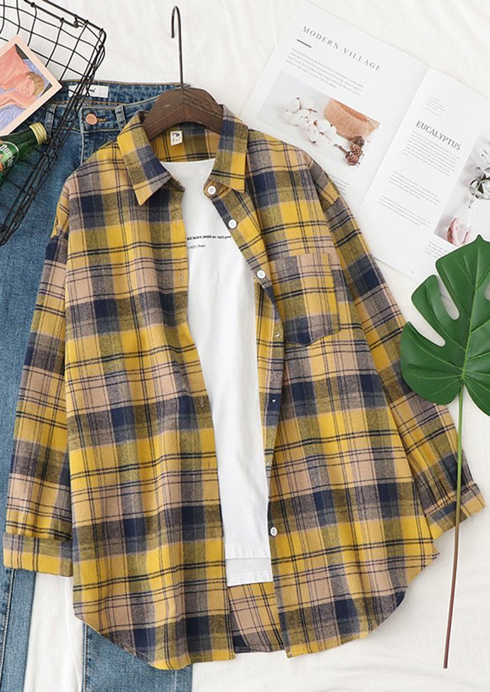 Vintage Plaid Brushed Button Up Shirt