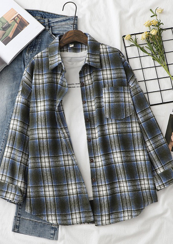 Retro Plaid Woolen Button Up Shirt