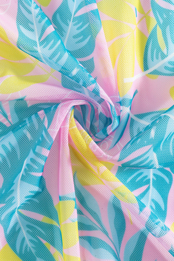 Leaf Print Bikini & Cover-Up 3-Piece Set - Swimwear from Cindelily