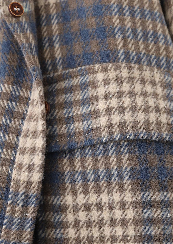 Plaid Brushed Woolen Vintage Shirt