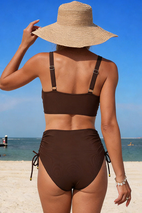 Wrap-Front Grommet Embellished Bikini Set - Swimwear from Cindelily