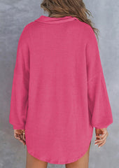 Waffle Knitted Button Up Blouse