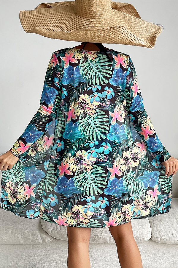 Tropical Floral Bikini & Cover-Up 3-Piece Set - Swimwear from Cindelily