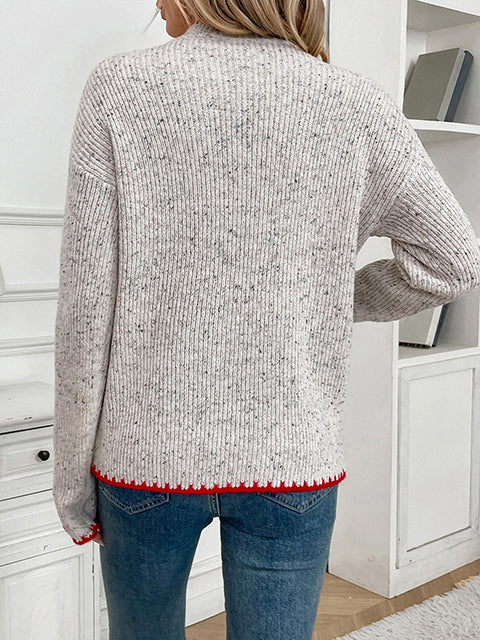 Valentine's Day Heart Pattern Turtleneck Sweater