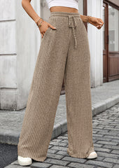 Textured Tie Detail Straight Casual Pants