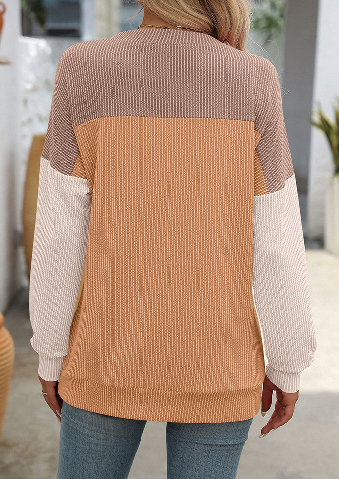 Textured Color Block Crew Neck T-shirt