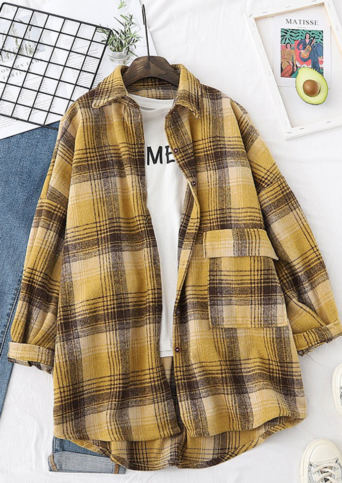 Plaid Brushed Woolen Vintage Shirt