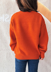 Crew Neck Pattern Bow Knitted Sweater