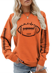 Game Day Football Print Crew Neck Sweatshirt