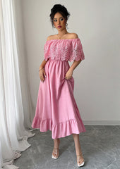 Lace Ruffled Off The Shoulder Maxi Dress