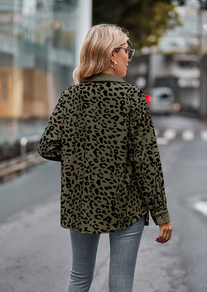 Leopard Print Button Up Casual Shirt