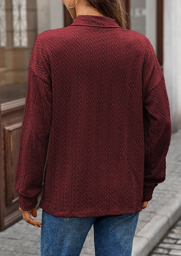 Textured V Neck Long Sleeve Tunic