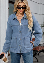 Washed Denim Jacket with Pockets